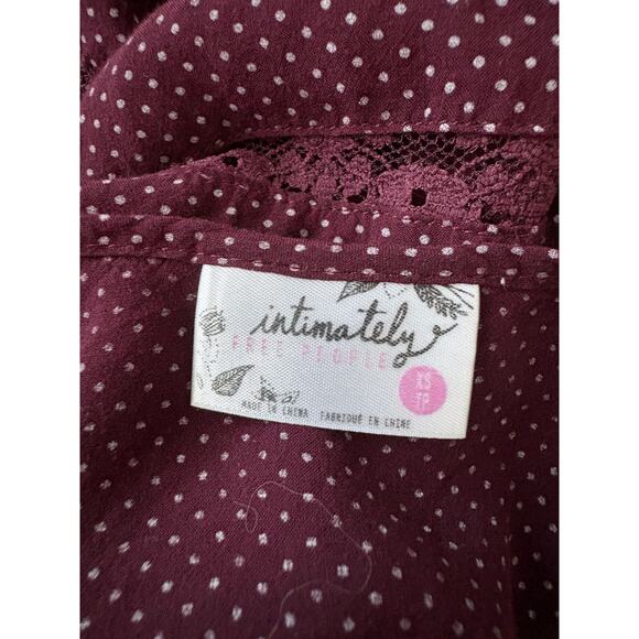 Intimately Free People Burgundy Polka Dot Lace Ruffle Flowy Slip Dress XS - Picture 6 of 8
